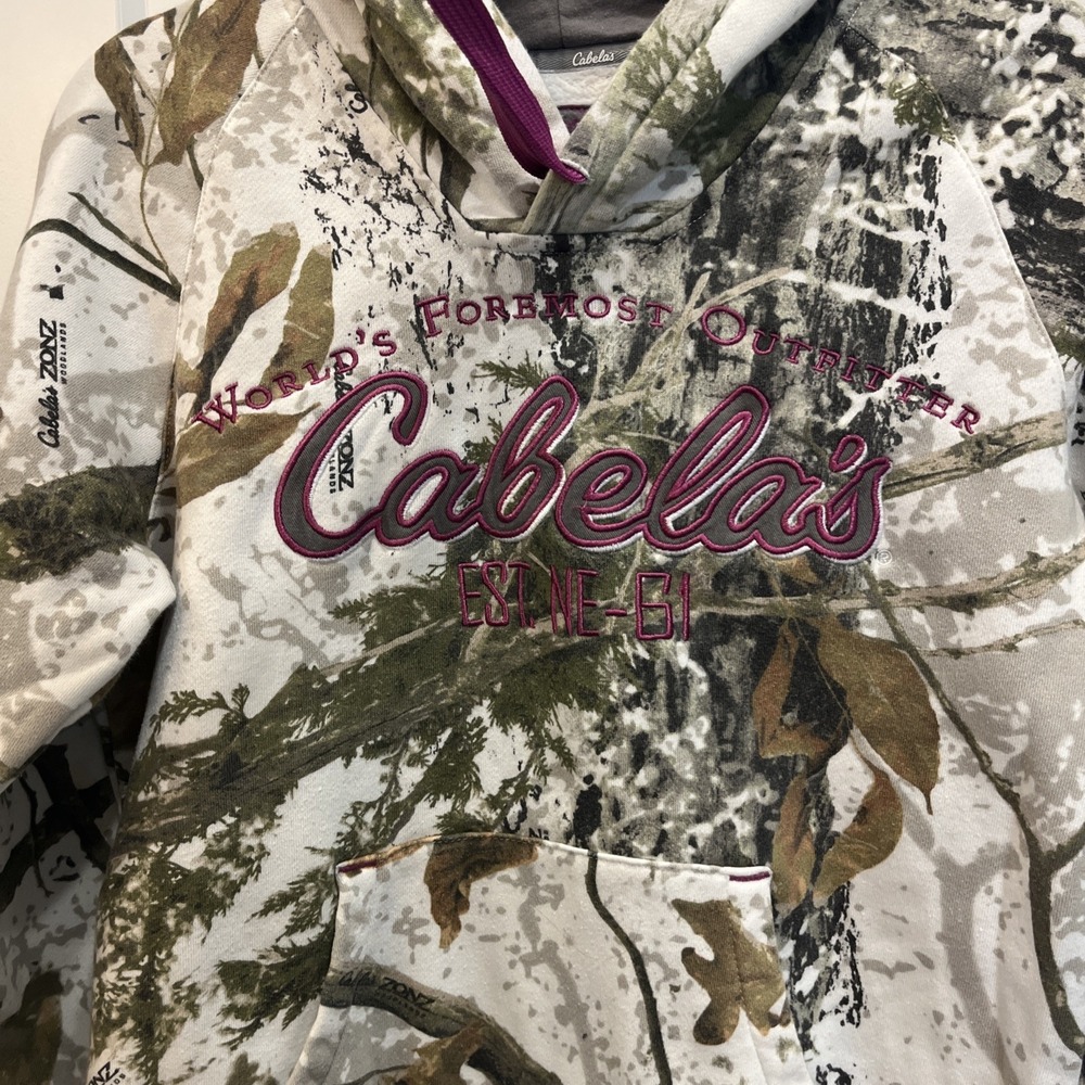 Cabelas Women's Snow Camo Zonz Woodlands Winter Pullover Hoodie Hunt Size‎ Small - Picture 2 of 8